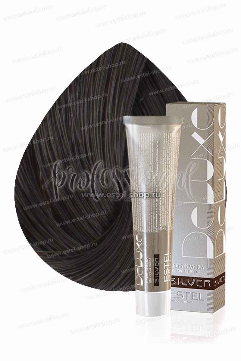 Estel, DeLuxe Silver 4/0 Крем-краска для седых волос шатен, 60мл